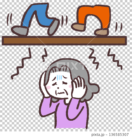 圖:一位老年婦女覺得樓上噪音很大。 圖:一位老年婦女覺得樓上噪音很大。 136585307