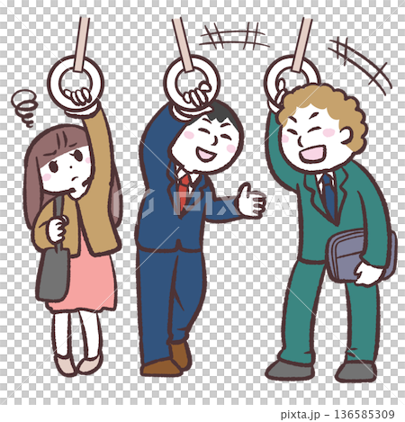 火車上吵雜人群的插圖 136585309