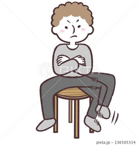 貧乏ゆすりする人のイラスト 136585314