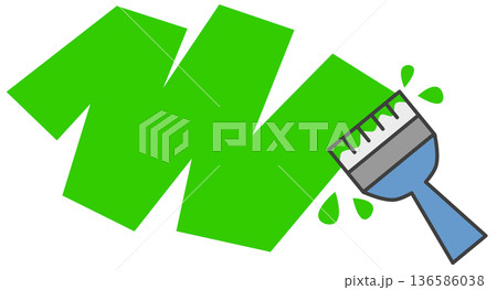 油性や水性塗料でリメイクしたり再塗装する刷毛塗りのイラスト 136586038