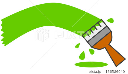 油性や水性塗料でリメイクしたり再塗装する刷毛塗りのイラスト 136586040