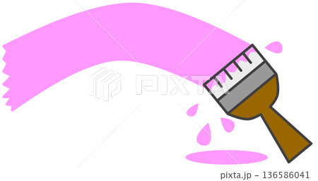 油性や水性塗料でリメイクしたり再塗装する刷毛塗りのイラスト 136586041
