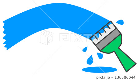 油性や水性塗料でリメイクしたり再塗装する刷毛塗りのイラスト 136586044