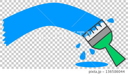 油性や水性塗料でリメイクしたり再塗装する刷毛塗りのイラスト 136586044