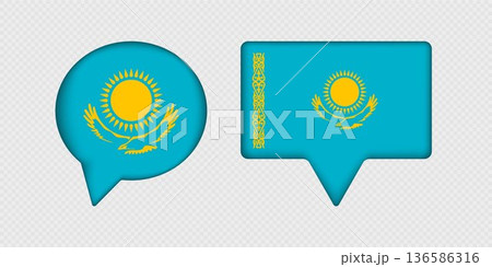 Flag of Kazakhstan in speech bubble. Flag of Kazakhstan in speech bubble. 136586316