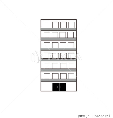 マンション集合住宅外観シンプル線画 マンション集合住宅外観シンプル線画 136586461