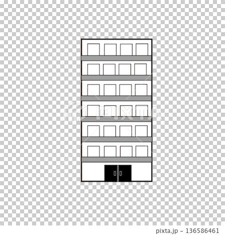 マンション集合住宅外観シンプル線画 マンション集合住宅外観シンプル線画 136586461