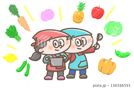 料理をする子どものイラスト 料理をする子どものイラスト 136586591
