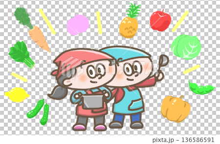 料理をする子どものイラスト 料理をする子どものイラスト 136586591