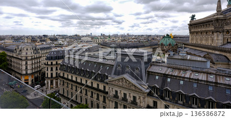 Paris rooftops view with cloudy sky 136586872