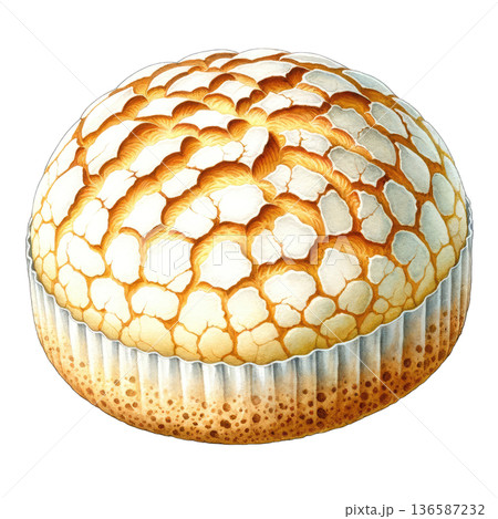 Cracked golden bread with soft texture and crispy crust 136587232
