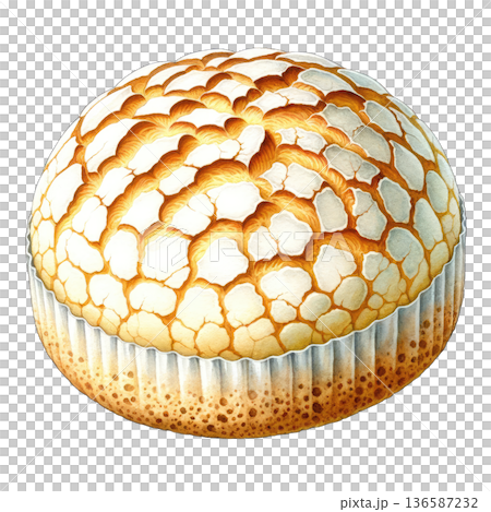 Cracked golden bread with soft texture and crispy crust 136587232