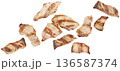 Grilled chicken meat pieces isolated on white background with clipping path, full depth of field 136587374