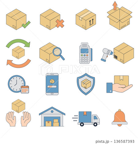 E-commerce and Online Shopping Icon Set.Modern Shopping Symbols for Apps and UI Design 136587393