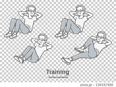 老人做仰臥起坐 136587400