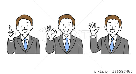 若い男性の表情セット 136587460