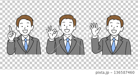 若い男性の表情セット 136587460