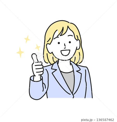 サムズアップする若い女性 136587462