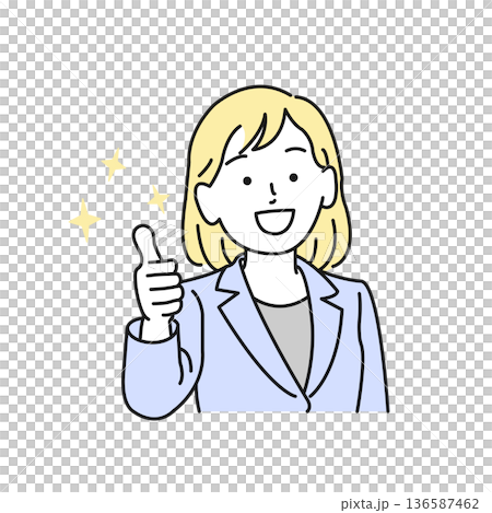 サムズアップする若い女性 136587462