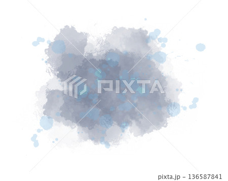にじむネイビーブルーインクの水彩テクスチャ背景フレーム 136587841