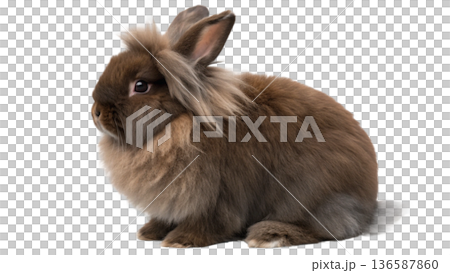 Cute sitting chocolate lionhead bunny rabbit 136587860