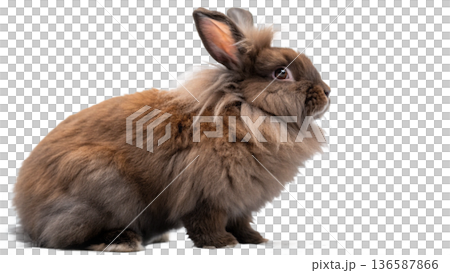 Cute sitting chocolate lionhead bunny rabbit Cute sitting chocolate lionhead bunny rabbit 136587866