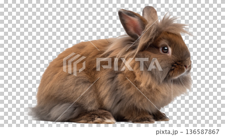 Cute sitting chocolate lionhead bunny rabbit Cute sitting chocolate lionhead bunny rabbit 136587867