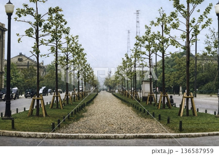 古写真 1932年 東京 内幸町の国会通り(モノクロ写真をAIでカラー化) 古写真 1932年 東京 内幸町の国会通り(モノクロ写真をAIでカラー化) 136587959