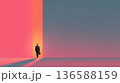 光の境界へ進むビジネスパーソンが変革と挑戦を象徴する背景イメージ 136588159
