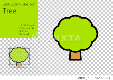 Icons representing nature and forests, simple tree illustrations 136588203