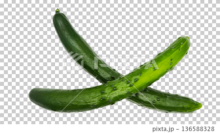 きゅうり 新鮮な野菜素材 (背景透過) きゅうり 新鮮な野菜素材 (背景透過) 136588328