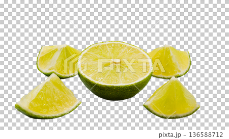 Lime cut section, fresh citrus fruit material (transparent background) Lime cut section, fresh citrus fruit material (transparent background) 136588712