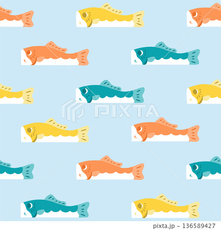 こどもの日素材・鯉のぼりのパターン 136589427