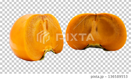 Persimmon cross section macro photography (transparent background) 136589553