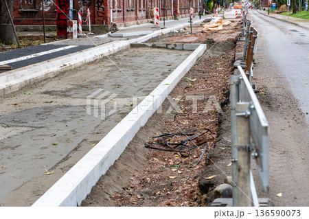 Road Under Repair Construction Scene Road Under Repair Construction Scene 136590073