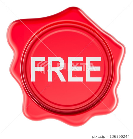 Free, red wax seal stamp. 3D rendering 136590244