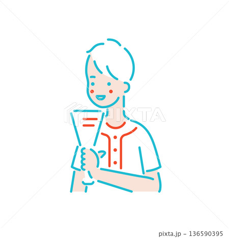野球の応援をしている男性のイラスト 野球の応援をしている男性のイラスト 136590395