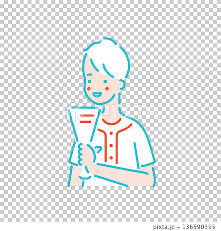 野球の応援をしている男性のイラスト 野球の応援をしている男性のイラスト 136590395
