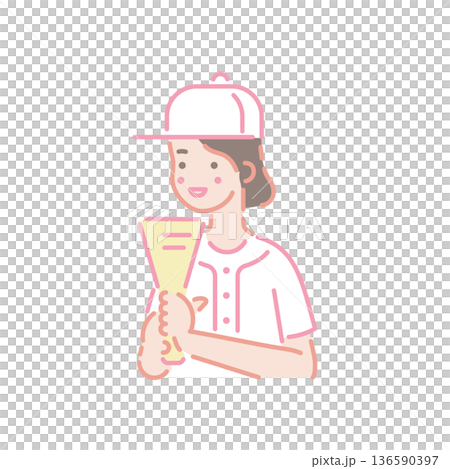 一個女人為棒球歡呼的插圖 136590397