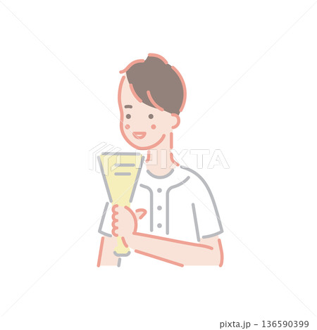 野球の応援をしている男性のイラスト 136590399