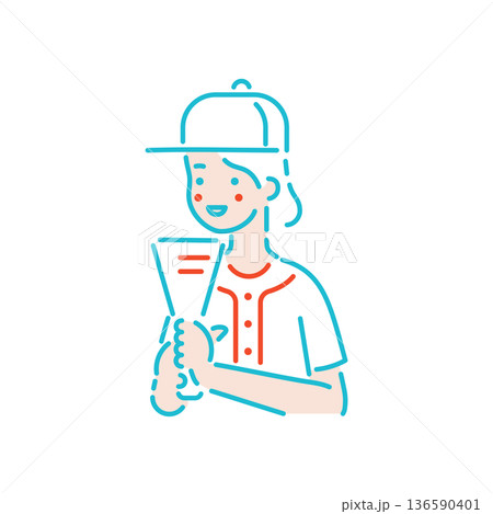 野球の応援をしている女性のイラスト 136590401