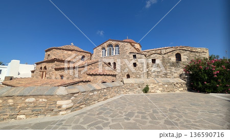 Old church exterior with bougainvillea Old church exterior with bougainvillea 136590716