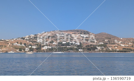 Town with hill on the coast Town with hill on the coast 136590719