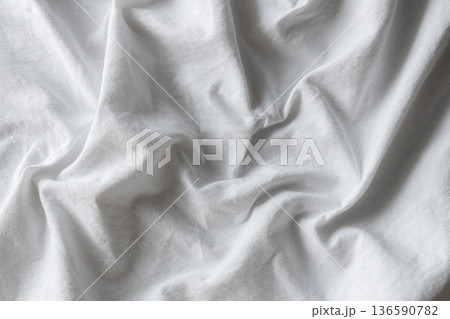 White Fabric with Wavy Folds White Fabric with Wavy Folds 136590782