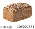 Rye bread with sunflower seeds isolated on white background, full depth of field 136590881