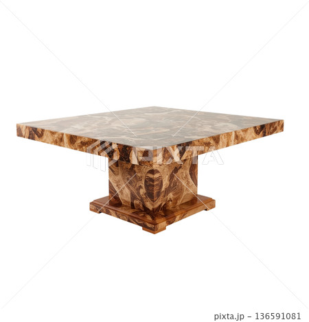 Modern Wooden Table With Square Top and Block Base in Neutral Color 136591081