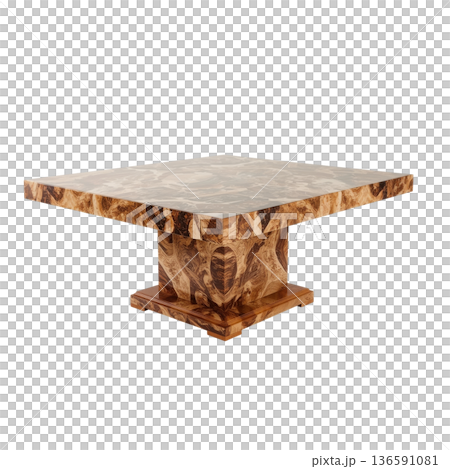 Modern Wooden Table With Square Top and Block Base in Neutral Color 136591081