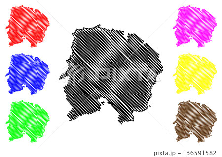 Belitung island (Republic of Indonesia, South East Asia) map vector illustration, scribble sketch Billiton map 136591582