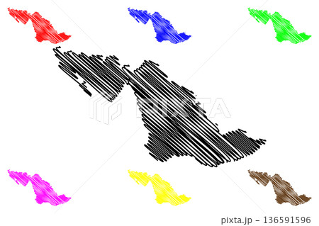 Biak island (Republic of Indonesia, Melanesia, Oceania, Schouten Islands Archipelago) map vector illustration, scribble sketch Biak map 136591596