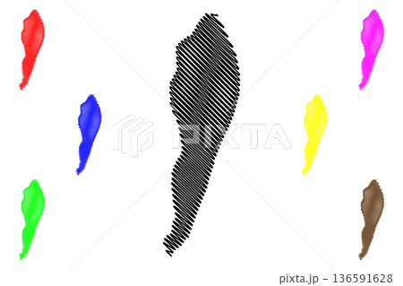 Kutubdia island (People's Republic of Bangladesh, Bay of Bengal) map vector illustration, scribble sketch Kutubdia Upazila map 136591628